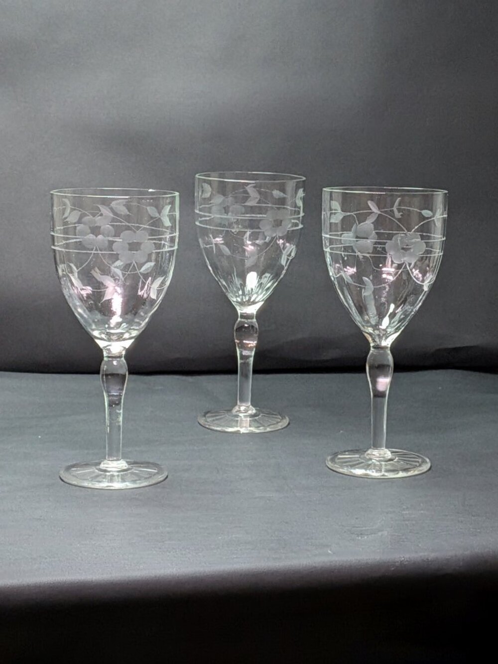 Seneca Glass Company goblets "Driftwood" pattern (Pattern #832) 1950s-1970s READ